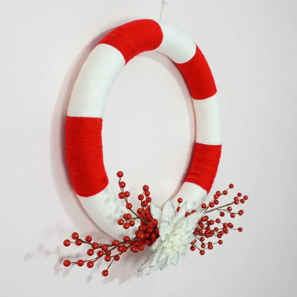 Holly Berries Yarn Wreath